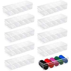 SENENQU 10 Pack Clear Acrylic Poker Chip Rack with Lids, Casino Poker Chip Tray Rack Chip Storage Display Case for Texas Hold'em, Blackjack, 100 Chips Each