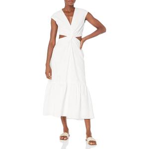 Club Monaco Women's Tiered Twist Dress (14, White/Blanc)
