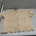 Yeokou Womens Short Sleeve Sweater Round Neck Ruffled Hem Knit Crochet Pullover Summer Fall Casual Top Blouse (Beige, XL)