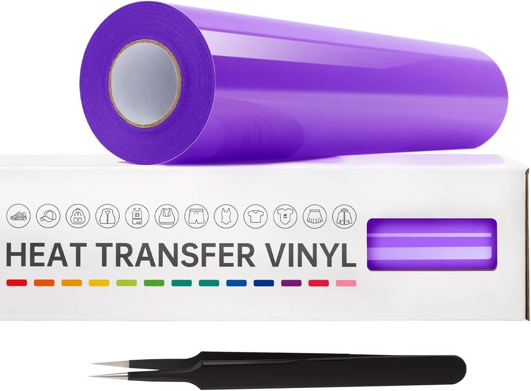 VinylRus Heat Transfer Vinyl-12 x 20ft Purple Iron on Vinyl Roll for Shirts, HTV Vinyl for Silhouette Cameo, Easy to Cut & Weed