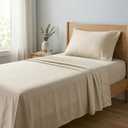 Beckham Hotel Collection Twin Sheets Set for Kids, Teens, Boys & Girls, 100% Cotton Oeko-TEX Certified Safe Fabric, Silky Smooth & Soft, 16 Deep Pocket, 3-Piece, Sand