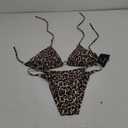 Women's Two Piece Bikini Sets Sexy Halter Ring Swimsuit Triangle String Cheeky Bathing Suit (Medium, Leopard)
