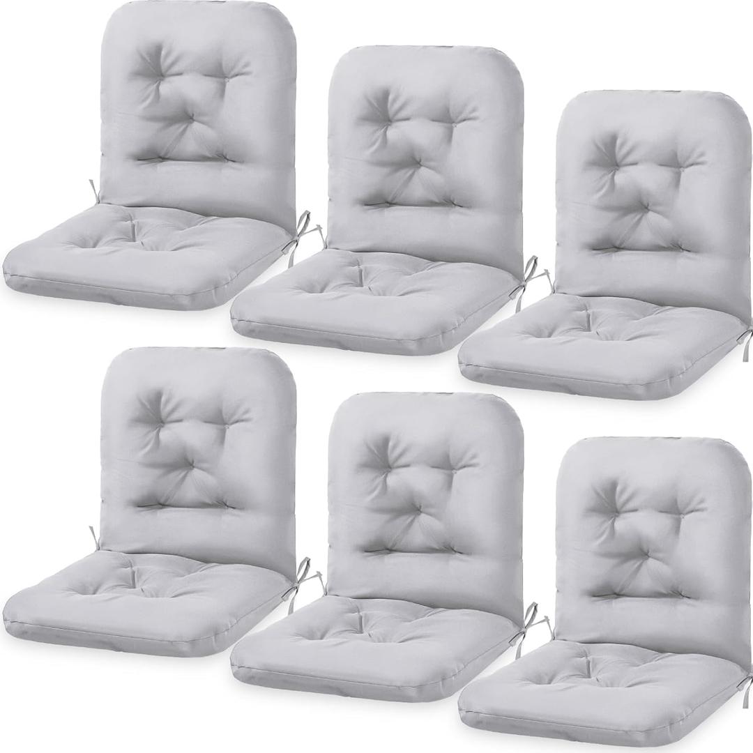 Chunful Back Chair Cushion Outdoor Indoor Tufted Seat/Back Patio Seating Cushions Weather Resistant Patio Rocking Pads for Outdoor (Light Gray,6 Pcs)