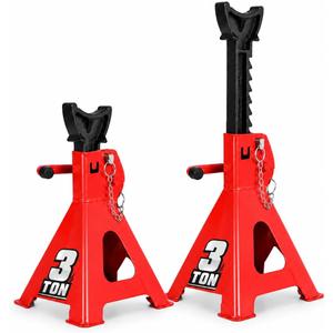 Car Jack Stands 3 Ton (6,000 LBs) Capacity, Adjustable Height and Double Locking, Extra Reinforced Car Lifting Stand, 2 Pack(Red)