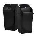 Superio Kitchen Trash Can 13 Gallon with Swing Lid, Plastic Garbage Can Outdoor and Indoor, Large 52 Qt Recycle Bin and Waste Basket for Home, Office, Garage, Patio, Restaurant (Black, 2 Pack)