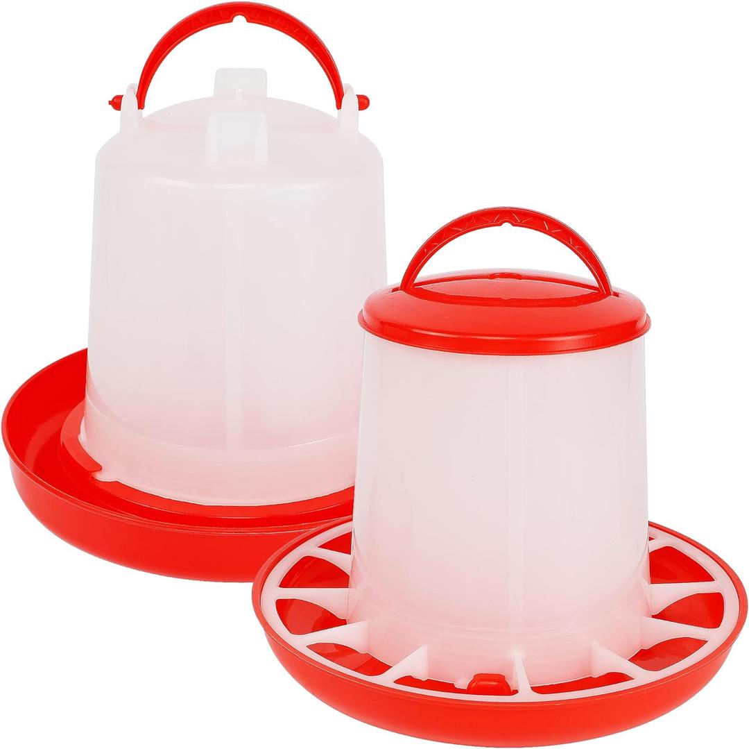 winemana Chick Feeder 1 Lb and Waterer 1.5 L Kit, Hanging Poultry Plastic Containers for Outdoor (Size: 7" x 7")