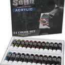 Soho Urban Artist Acrylic Paint - Thick, Rich, Water-Resistant, Heavy Body Paint, Basic Set of 24, Set of 24-12mL