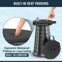 NUMANU 2026 Upgraded Padded Collapsible Stool, Max 620lbs 2.5"-18" H Adjustable Portable Folding Stool for Adults, Retractable Foldable Telescopic Seat Camping Chair or Footrest