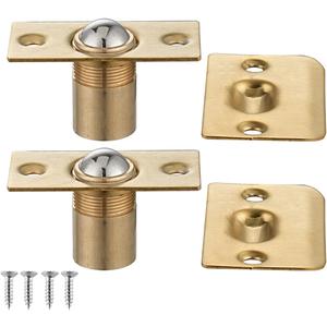 JQK Closet Ball Catch Door Hardware, Stainless Steel Catch Adjustable with Strike Plate, Gold Finish 2 Pack, HBC100-BG-P2