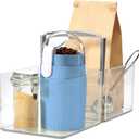 Madesmart Plastic 2-Compartment Storage Tote with Handles and Dry-Erase Area, Portable Fridge and Cabinet Condiment Caddy, Clear/Gray (12.19 x 5.69 x 4.38 in (30.96 x 14.45 x 11.11 cm))