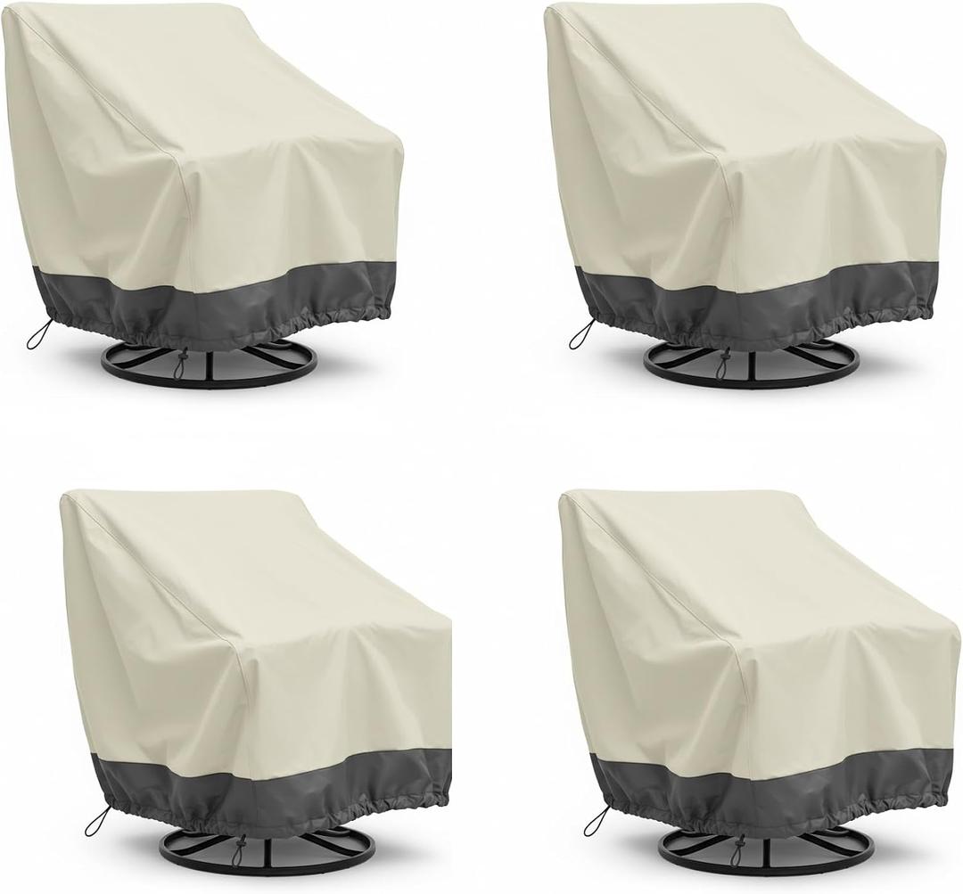 4 Pack Heavy Duty Patio Chair Covers - Rip-Resistant 600D Oxford Fabric - 8000mm Waterproof UV-Resistant Outdoor Furniture Covers for Adirondack, Rocking, and Swivel Chairs, 39"W x 37"D x 38"H