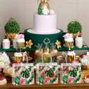 Aliceset 20 Pcs Clear Aloha Bags Hawaiian Luau Party Favors with Handles Summer Tropical Palm Leaves Goodie PVC Plastic Gift Bags for Summer Birthday Party Supplies, 8 x 8 x 3.15 Inch