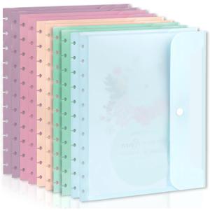 10 Pack Discbound Pocket 8.5 * 11.1 Inch Letter Size Pocket Dividers Discbound Notebook Planner Plastic Envelopes Planner Pocket Inserts for School Office Home Work Organizer