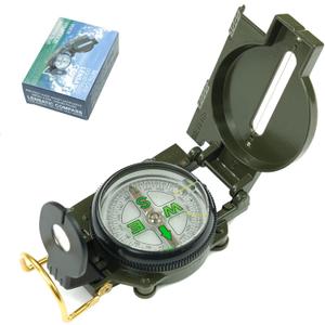 Military Sighting Compass for Hiking, Outdoor Compass for Hunting Camping & Boy Scouts - Waterproof & Durable (Green)