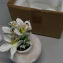 lekymo Ceramic Flower Vase with Two Bouquets of Artificial Gardenias Small Vases for Flowers White Vase for Home Living Room Dining Table Farmhouse Office Bedroom and Kitchen Shelf Decor