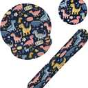 Cute Dinosaur Mouse Pad with Wrist Rest Set, 3-in-1 Wrist Support Mousepad Set, Gaming Mat Pad with Anti-Skid Base,Ergonomic Memory Foam Mouse Pad Set for Women, Office, Typing, Gaming