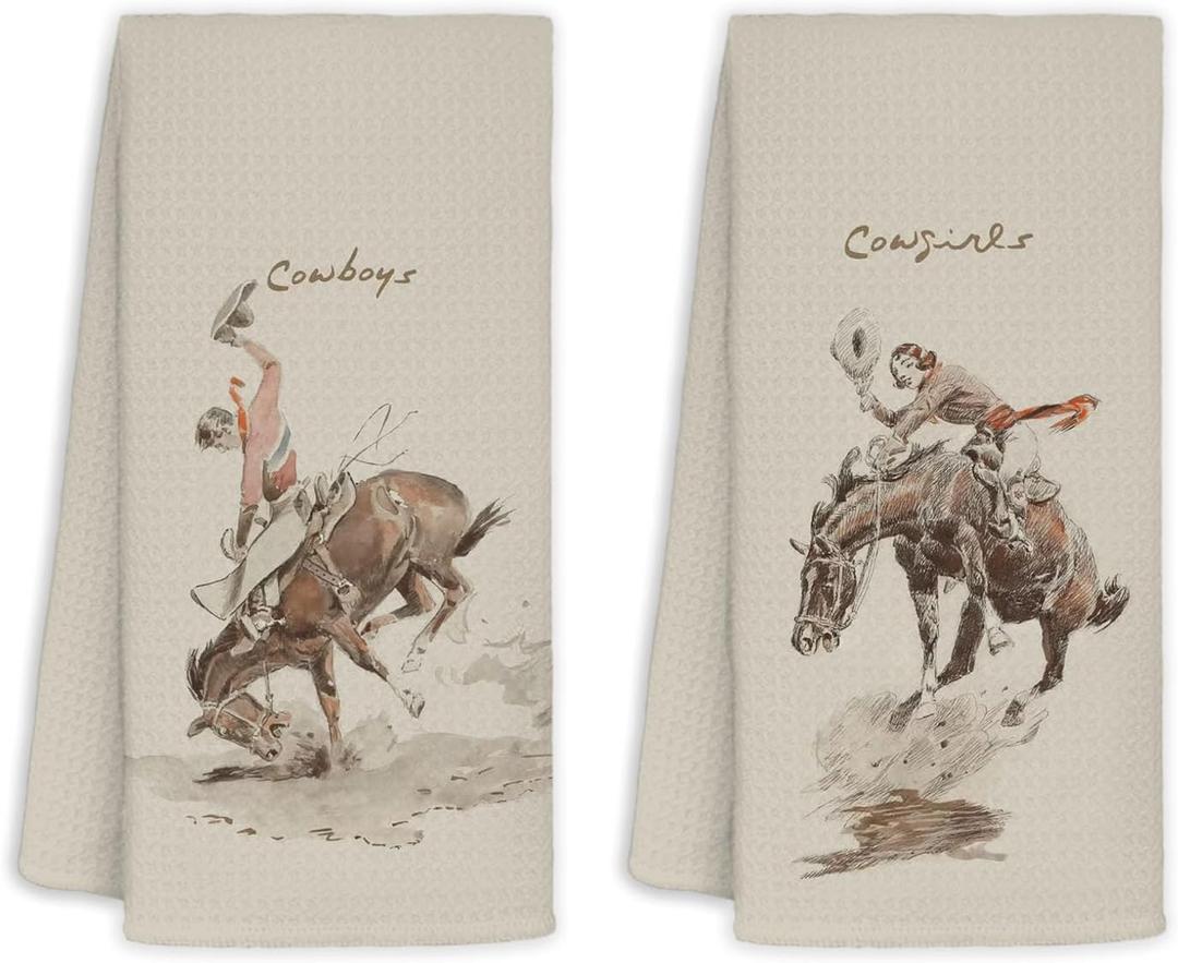 Western Bathroom Decor, Couples Gifts, Western Kitchen Bath Towels, Cowboy Bathroom Decor Set of 2, Gifts for Couples, Western Dish Towels, Western Hand Towels 1624 in, 342hslc-mj-two