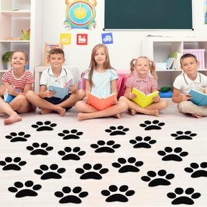 ReliThick 30 Pcs Paw Print Decals 7.5 Large Vinyl Paw Prints Stickers Wall Clings Decor Self Adhesive Dog Footprint Floor Window Decals for Classroom Nursery Bedroom Living Room(Black)