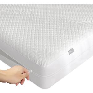 King Size Mattress Protector with Zipper - 100% Waterproof Zippered Mattress Cover - Soft & Cooling Noiseless Bed Mattress Covers - Top Removable Mattress Encasement 10-12" Deep