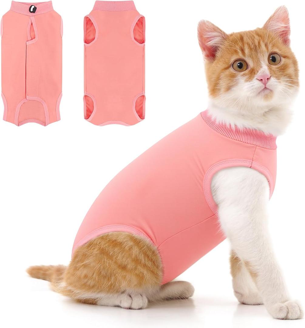 Coppthinktu Cat Recovery Suit for Abdominal Wounds or Skin Diseases, Cat Onesie for Cats After Surgery Female Kitten Recovery Suit, Breathable E-Collar Alternative After Spay Anti Licking Medium