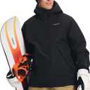 Pioneer Camp Ski Jacket Men Baggy Waterproof Insulated Half Zip Snowboard Snow Coat Shell Jackets Winter Warm Outdoor (Medium, Black)