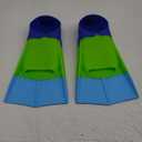 Kids Swim Fins,Short Comfortable Flippers for Lap Swimming and Training for Child,Girls,Boys,Beginners (L(US Women 7.5-9 Men 6-8), Blue/Green/Skyblue)