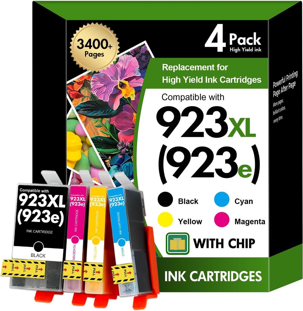 923 923XL 8130e Ink Cartridges Combo Pack with Chip: Replacement for HP 923e 923XL 923 Ink Cartridges for HP Printer OfficeJet Pro 8130e 8135e 8139e 8138e 8122e 8120 8124e 8125e 8130 8132e 8134e