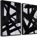Zessonic Black And White Abstract Wall Art - Black Painting Stroke Graffiti Artwork for Living Room, Bedroom, Office Decor,16" x 24" x 2