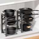 MUDEELA 2 Pack Pots and Pans Organizer under Cabinet, 4-Tier Heavy Duty Pan Organizers inside Cabinet Kitchen Storage, Adjustable Pot Rack Holds up to 44 LB Cast Iron Skillets Shallow Cookware