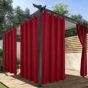 HolidayIdeas Red Outdoor Curtains for Patio Waterproof, 2 Panels - 54 x 95 Inch - Privacy Protection & Light Filtering Curtains Grommet Outside Curtains for Porch, Gazebo, Pergola, Backyard
