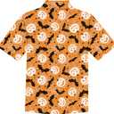 Christmas Shirts Men,Thanksgiving Button Up Shirt for Men,Casual Halloween Hawaiian Short Sleeve Shirt (Orange, XXL)