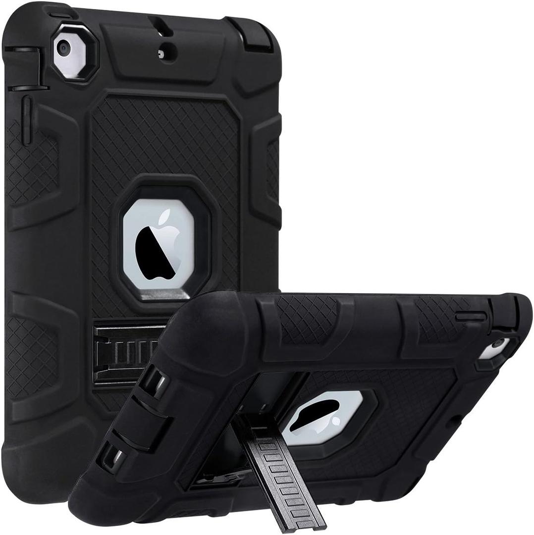 ULAK Case for iPad mini 1 2 3, Three Layer Heavy Duty Shockproof Protective Cover with Kickstand for iPad mini 2 Case 1st 2nd 3rd Generation (Black/Black)
