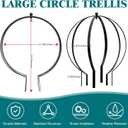 2 PCS Metal Garden Round Trellis for Climbing Plants, Large Black Powder Coated Obelisk for Roses, Vines, Flowers, Patio Doorway Garden Decor Indoor Outdoor, Easy Assembly (25.2" x 21.3")