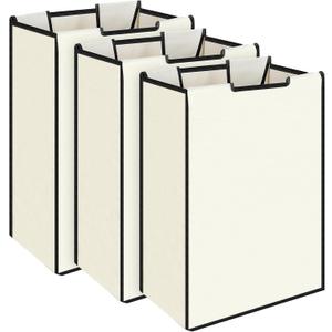 3 Pack Large Laundry Sorter Replacement Bags, Hamper Cart Removable Replacement, Laundry Storage Organizer-Replacement Bags, Beige, Square Shap