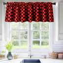 WOSIBO 2 Pack Checkered Plaid Windows Valances Retro Checkerboard Valance Curtains 16" x 56" Farmhouse Design Window Treatment Rod Pocket Valances for Kitchen/Living Room (Red and Black)