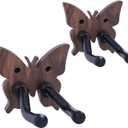 2-Pack Adjustable Butterfly-Shaped Guitar & Bass Hanger - Walnut Wood Wall Mount | Durable, Stylish, and Universal Fit