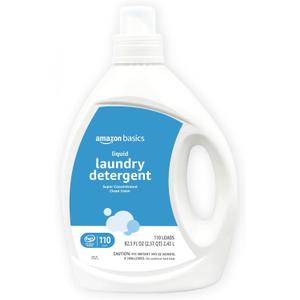 Amazon Basics Concentrated Liquid Laundry Detergent, Clean Linen Scent, HE Compatible, 110 Loads, 82.5 Fl Oz.,3 Bottles