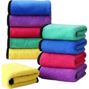 10 Pack Premium Microfiber Towels Coral velvet Washing and Detailing Towels for Car Detailing Household Cleaning Ultra-Soft Super Absorbent, Lint Streak-Free 11.8"x15.7” Cleaning Cloth (5colors)