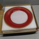 Red Charger Plates, 13 Inch Plastic Beaded Chargers for Dinner Plates, Party, Wedding, Birthday. Table Setting, (Set of 6)