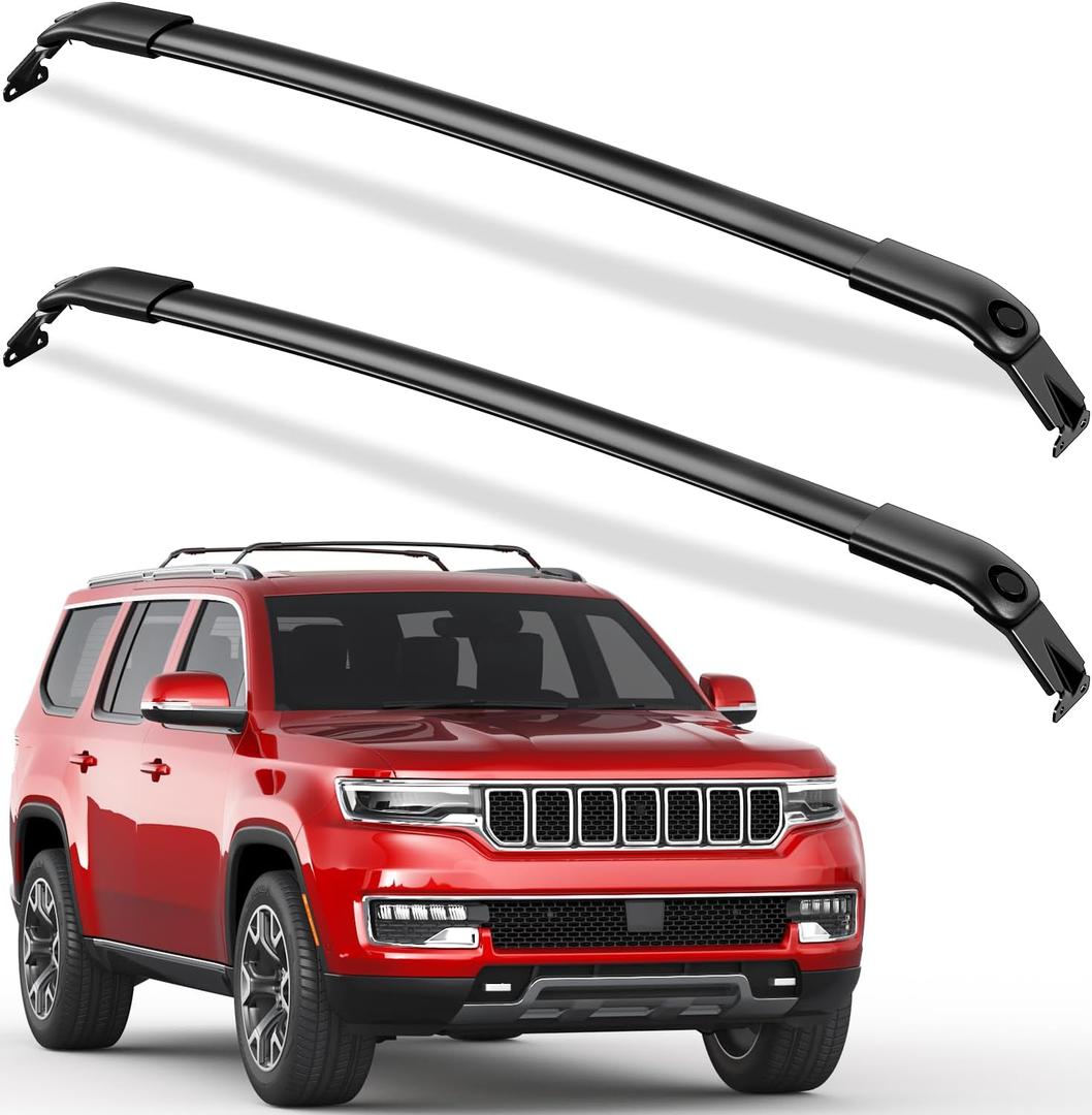 Wonderdriver Roof Rack Cross Bars 220lbs Compatible with Jeep Wagoneer & Grand Wagoneer & Wagoneer L & Grand Wagoneer L 2022-2026, Heavy Duty All-Metal Aluminum Roof Rails Crossbars Cargo Canoe Black