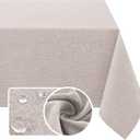 H.VERSAILTEX Linen Textured Tablecloth 60 x 102 Waterproof Decorative Table Cloth Spill-Proof Linen Look Cover for Party Table Extra Soft and Thick Fabric Wrinkle Free, Heather Sand