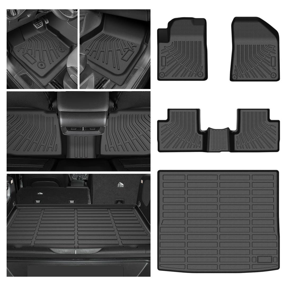 Cherokee Floor Mats - Car Mats for Jeep Cherokee 2016-2023 Gas(Not Fit Grand Cherokee/Only Fit 2019 Old Body), All Weather Floor Mats and Cargo Liner for Cherokee Accessories, Heavy Duty Rubber Mats