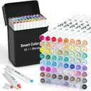 ChicRosa Art Markers, 65 Coloring Markers and 1 Blender, 66 Pack Alcohol Based Dual Tip Permanent Markers Highlighters with Case, Excellent for Adults Kids Coloring Marking Drawing Sketching (Black)