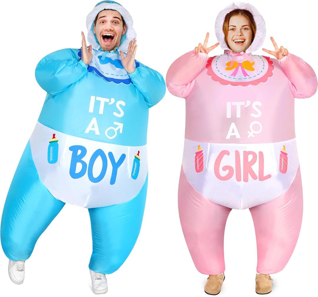 2 Pcs Inflatable Baby Costume for Adults Blow up Gender Reveal Baby Costume Suit for shower party Halloween Cosplay(Cute)