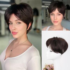 CINHOO Curly Hair Toppers for Short Hair Pixie Cut Curly Hair Toppers for Women with Bangs Clip in Synthetic 360 3D Cover Dark Brown Toppers Wiglets Hair Pieces for Thinning Hair Daily UseM2# (M2#)
