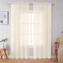 Simplebrand Cream Sheer Curtains 84 Inches Long 2 Panels, Light Filtering Rod Pocket Solid Color Window Sheer Curtain Panels, Elegant Curtains & Drapes for Living Room, Bedroom (Cream, 42" W x 84" L)