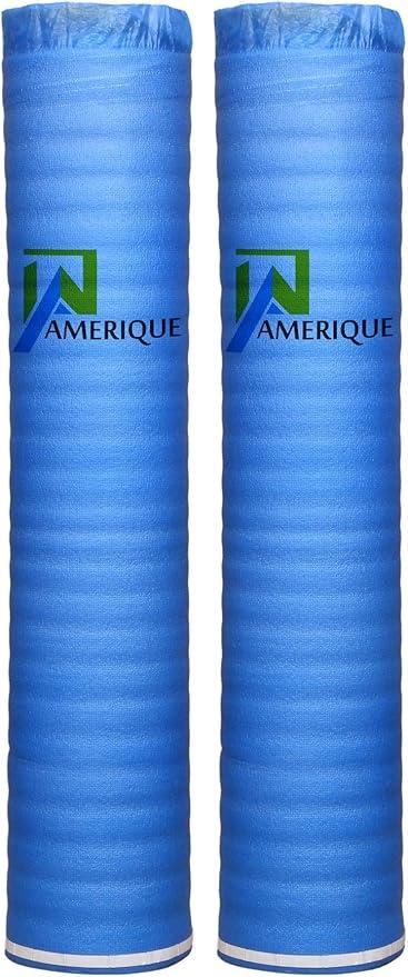 400SQFT AMERIQUE 2MM Premium Flooring Padding 3-in-1 Heavy Duty Foam Blue, 200SF/Roll, Pack of 2 Underlayment, with Tape & Vapor Barrier