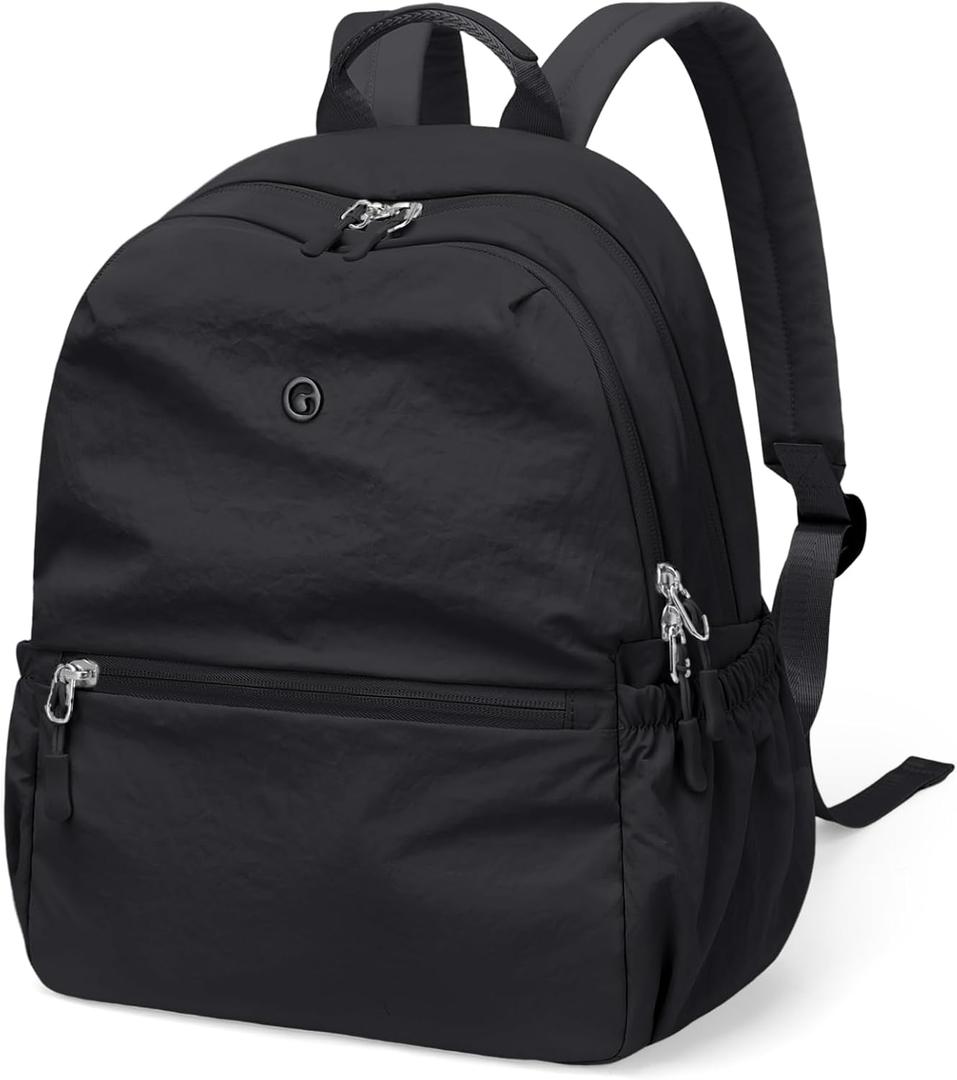 GOLF SUPAGS 13L Mini Backpack Lightweight Nylon Daypack for Women, Small City Pack, Versatile Ladies Backpack for Shopping & Travel, Black