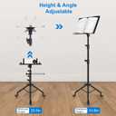 Tossbiss Laptop Tripod on Wheels with 2 Shelves, Portable Projector Floor Stand Adjustable Height 25.9 to 51.8 Inch with Phone Holder