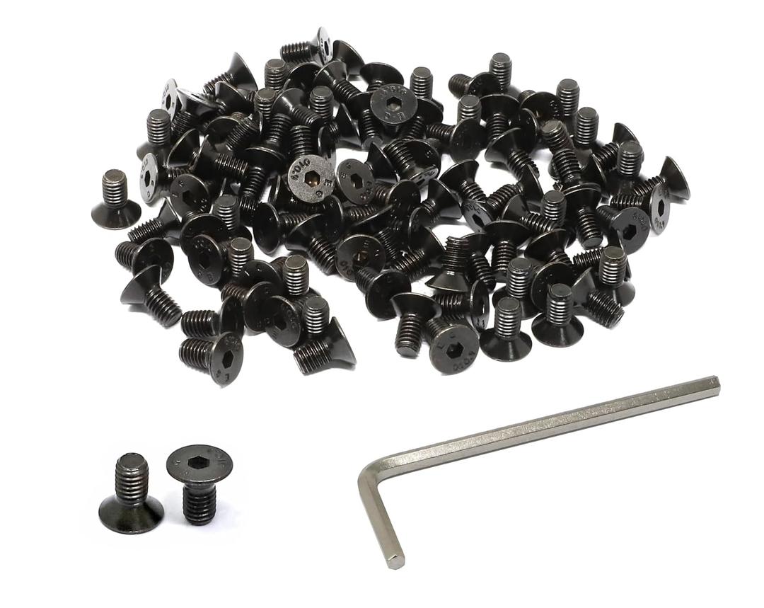 iexcell 100 Pcs M5 x 10mm Thread Pitch 0.8 mm Alloy Steel 10.9 Grade Hex Socket Flat Head Cap Screws Bolts Kit, Black Oxide Finish